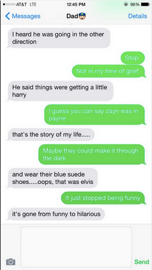 DylansDadHumour's tweet photo. Bringing back the One Direction banter #zaynleftonedirection #dadjokes @storedadyphresh @stephersomg @onedirection http://t.co/xxhMS2P6RQ
