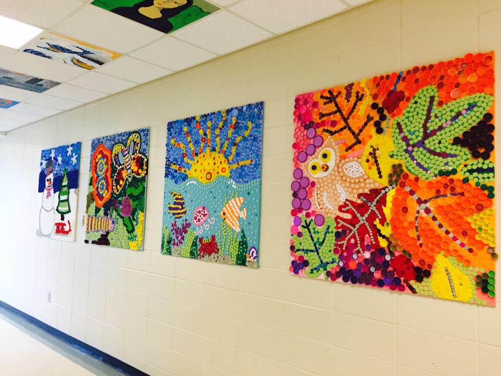 dpbrown99's tweet photo. Sweet Apple Bottle Cap Mural-Reduce, recycle, reuse! #EarthDayEveryDay #SweetAppleES http://t.co/RRCut33d7F