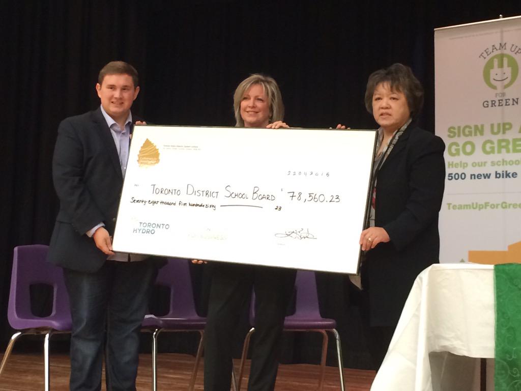 Toronto District School Board On Twitter Toronto Hydro Has Just Presented The Tdsb With A Cheque To Purchase Bike Racks Across The System Earthdaytdsb Http T Co Ejrqfgouts