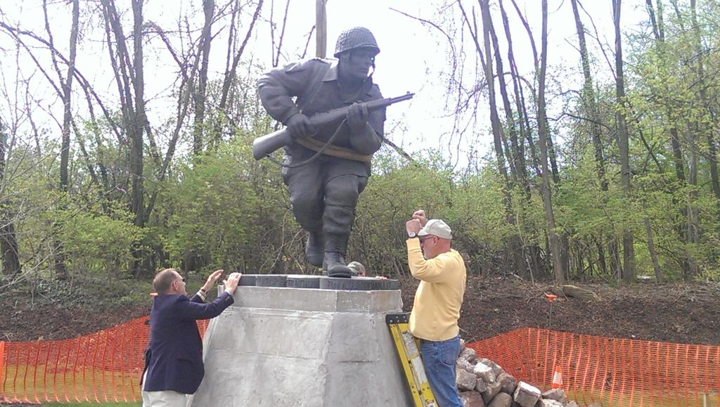 LarryLNP's tweet photo. The Dick Winters statue is in place http://t.co/x0x6gfFj9n