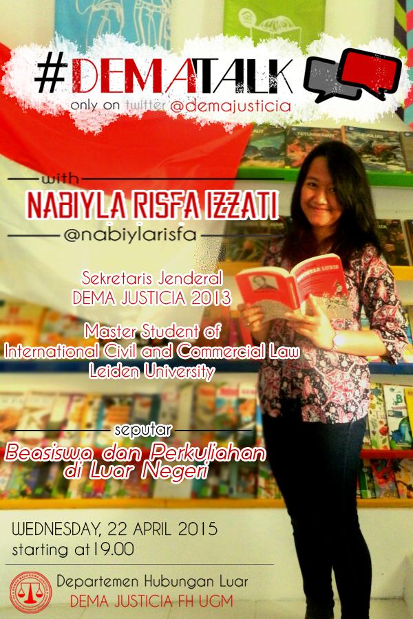 demajusticia's tweet photo. Malam ini, #DEMATALK with kak @nabiylarisfa. Stay tune!! http://t.co/SRp7vE1p31