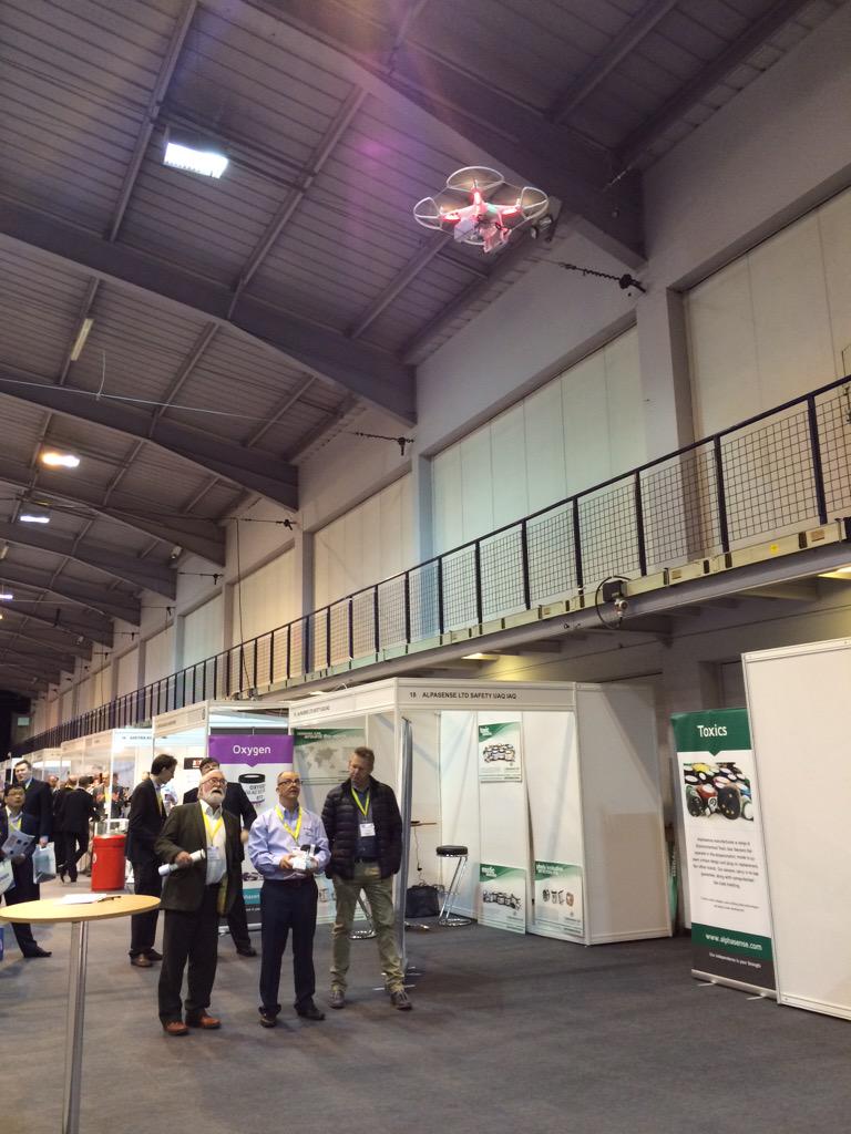 AcoemUk's tweet photo. Our Quadcopter equipped with an #aethalometer flying around Telford International Centre @AQE_Show #AQEShow http://t.co/yqUc4LzTpr