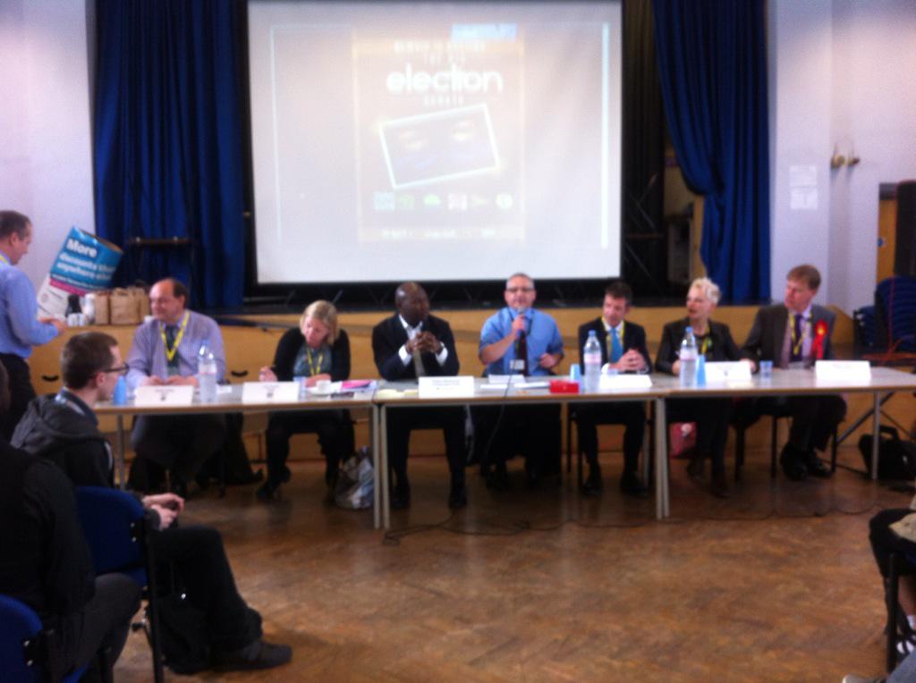 NewhamRecorder's tweet photo. Reporter Sophie is at NewVIc for their election hustings, featuring 6 parties and chaired by principal Eddie Playfair http://t.co/uWKsWPIPGW