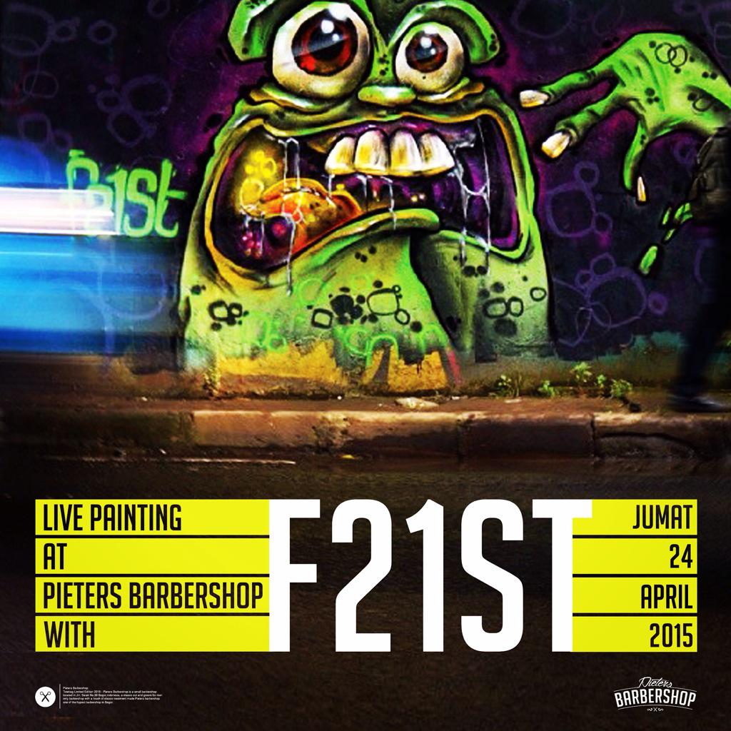 Live painting at Pieters Barbershop with @Fivu21st 24 April 2015. Support your local Artist!