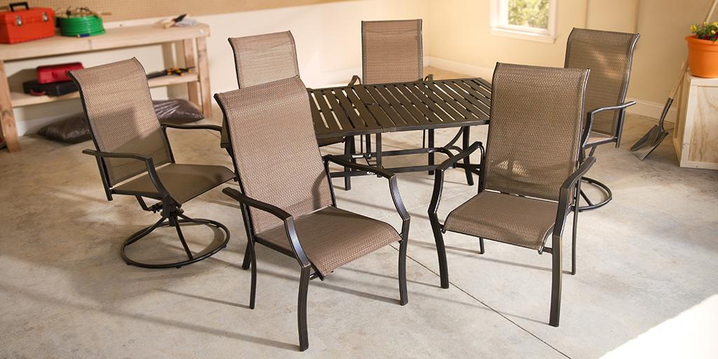 Hampton Bay 7 pc. Patio Dining Set for $399 (was $519)! Get this online offer today only. thd.co/1HttYCw