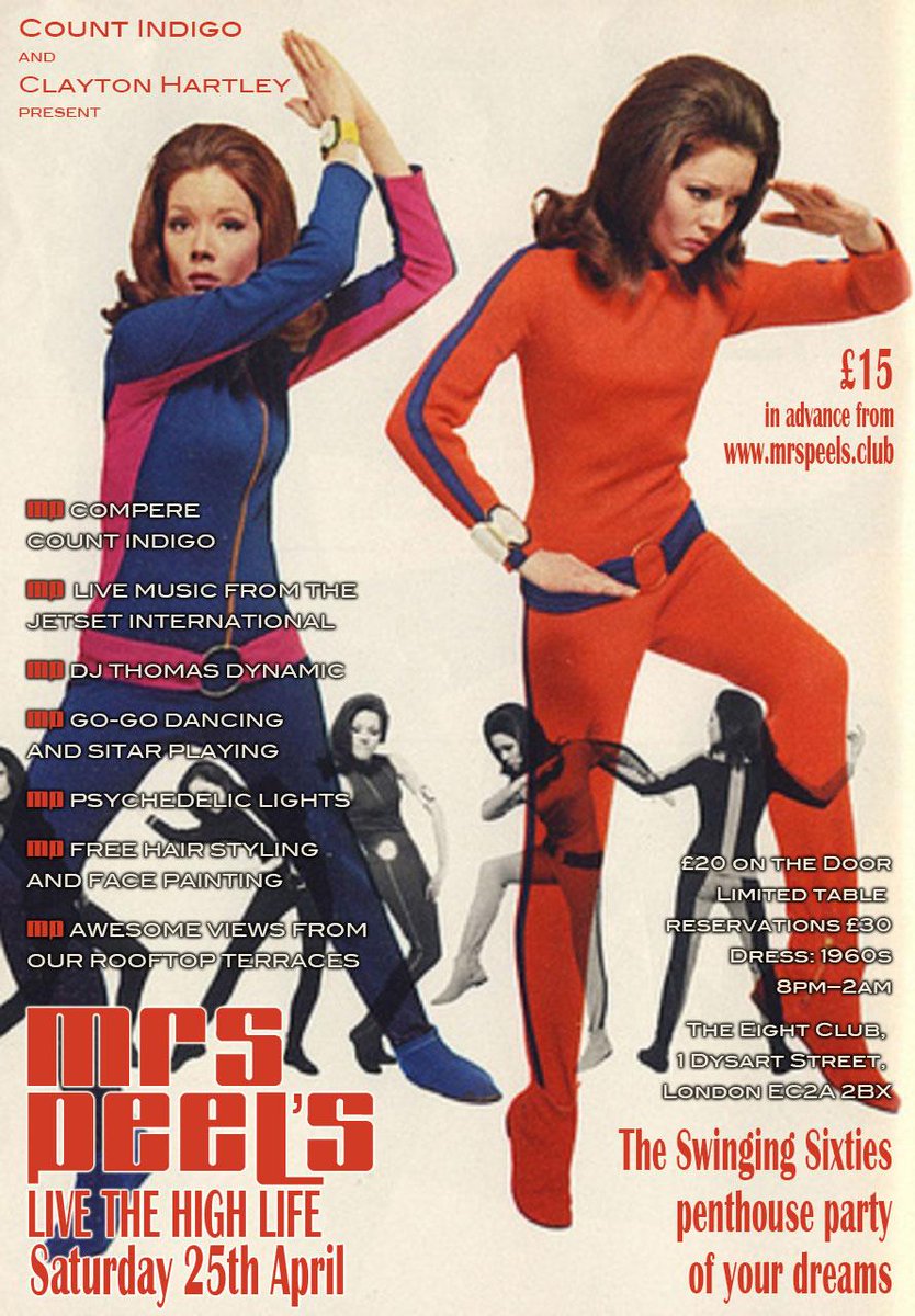 mrspeelsjoys's tweet photo. Still time to get your tickets to Mrs Peel's psychedelic soirée this Saturday! http://t.co/P1EyRKtEsf http://t.co/uDPmBts1lP