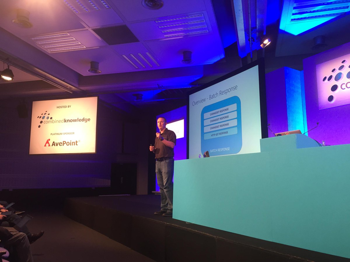 sympmarc's tweet photo. Here’s @andrewconnell explaining REST batch requests in his session at #SPEvo, which are - according to AC - gnarly. http://t.co/T6garpQMnk