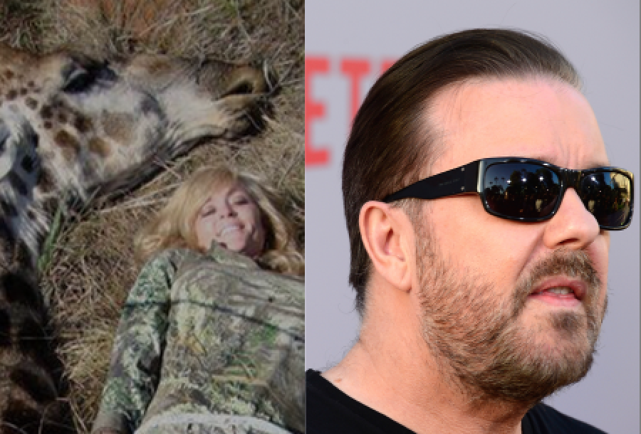 HuffPostUK's tweet photo. 'Hunters are rich psychopaths getting cheap thrills': @rickygervais steps up hunting row http://t.co/F0giuIGmPC http://t.co/zikEI8z9EX