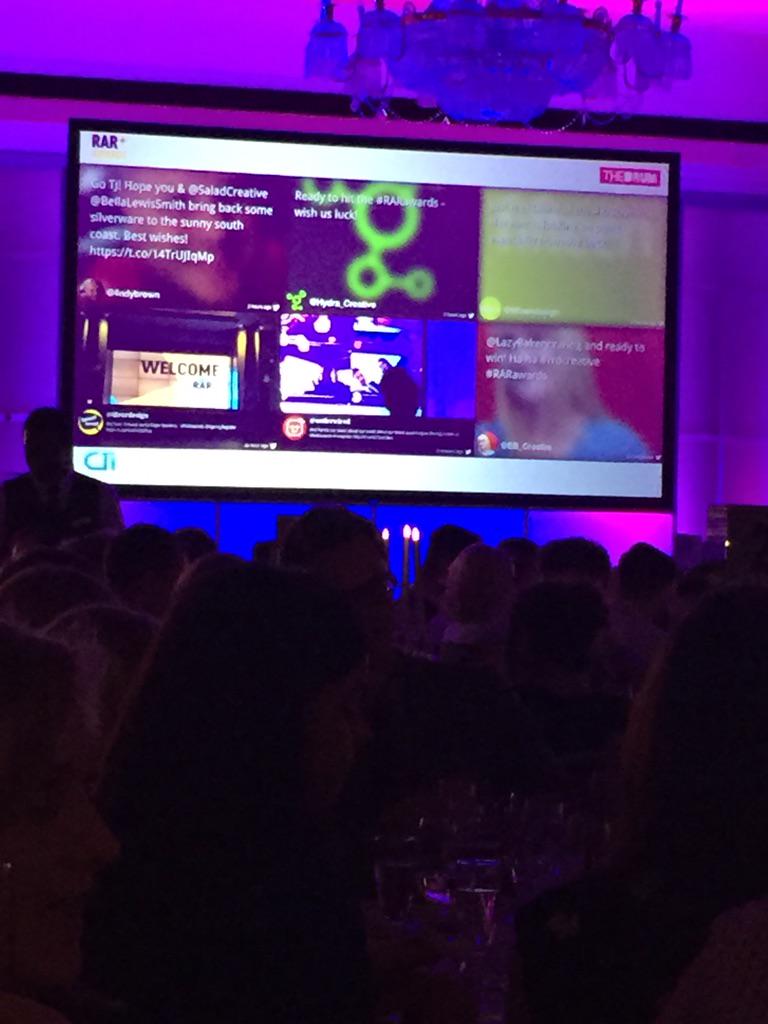 underwired's tweet photo. This really is a tweet about a tweet about a tweet about a tweet appearing on the big screen at #RARawards #inception http://t.co/i48TV6gTMO
