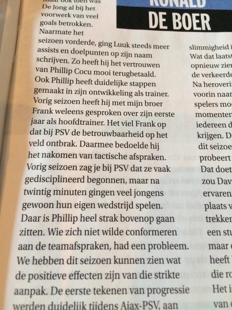 #VI-columnist Ronald van @FrankRonald1970 heeft goed gezien dat Cocu er dit seizoen veel feller op heeft gezeten.