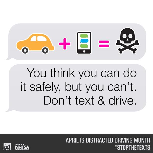 StoptheTexts's tweet photo. Almost half a million people  were injured in motor vehicle crashes involving a distracted driver in 2012. http://t.co/gLWW7duerZ