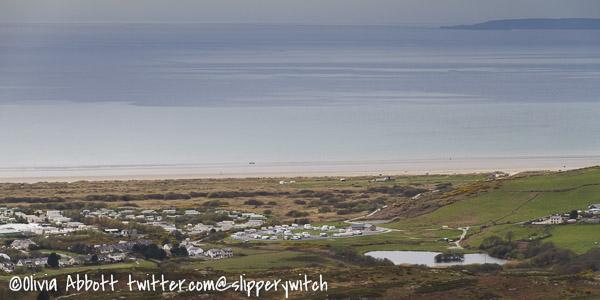 slipperywitch's tweet photo. A rather different view of Blackrock Sands - from Moel y Gest, looking over the lovely caravan parks to beach and sea http://t.co/VgPGpU6cU6