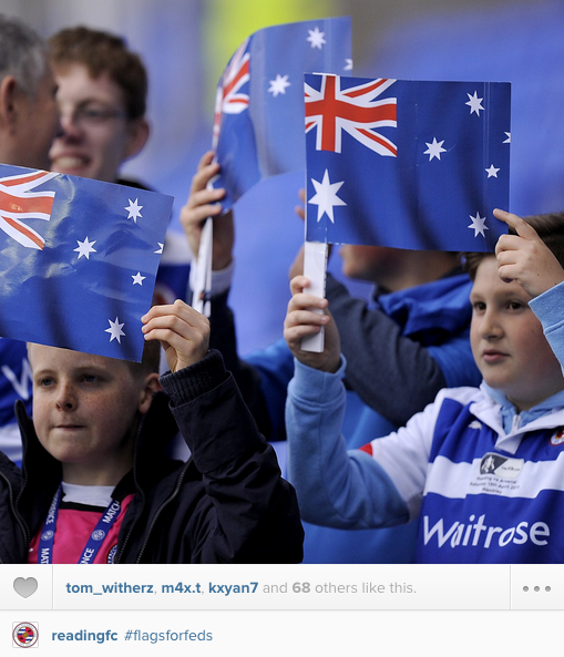 101greatgoals's tweet photo. Reading fans before Birmingham game as they look to support Adam Federici following howler v Arsenal
#flagsforfeds http://t.co/UmWKm7c7RZ