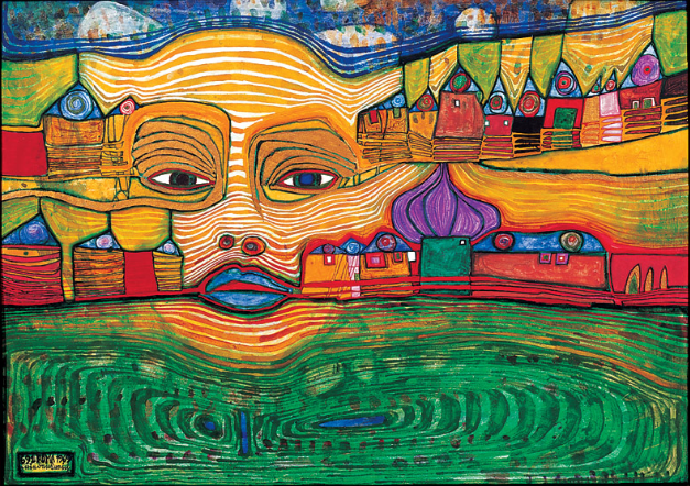 CollectifyLLC's tweet photo. A reconciliation of humans with nature -IRINALAND OVER THE BALKAN, 1969 Hundertwasser #HappyEarthDay #EarthDay2015 http://t.co/G2WtrD886y