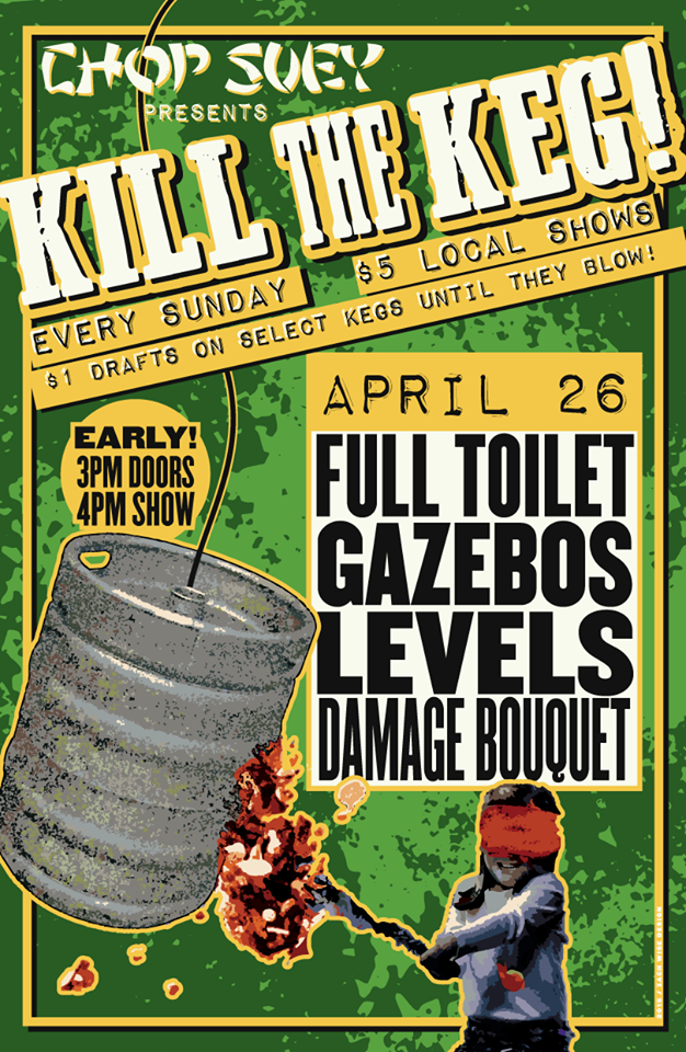 LevelsTheBand's tweet photo. Triple keg party @ChopSueySeattle with Full Toilet, Gazebos and Damage Bouquet. 1$ Beers! http://t.co/oa4HV5HNbv http://t.co/rOWb6UjXY4