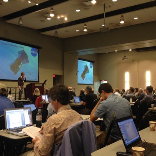 astronomilo's tweet photo. Professor Stuart Bale from @BerkeleyPhysics presenting Solar Probe Plus at the #MTSSP workshop in #Boulder http://t.co/gpijPnVJbu