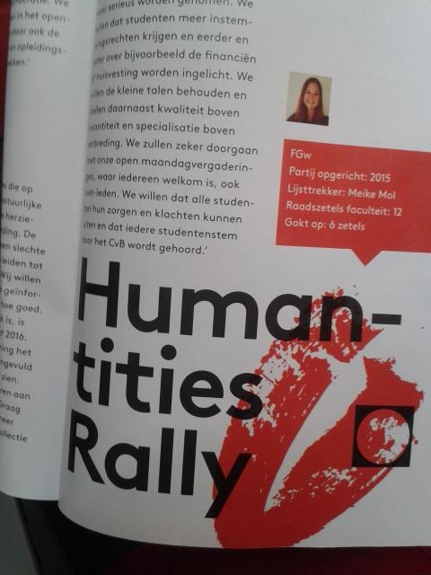 HumanitiesRally's tweet photo. In @Folia staat een stukje over Meike, lijsttrekker van de partij. Maar iets klopt er niet! #humanities #humantities http://t.co/eVvqFHMm1t