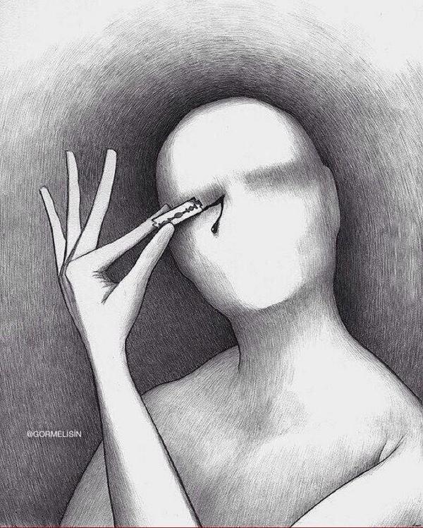 Sanatçı Alex Andreyev'in ''insanın gözlerini açması, bazen çok acı verici olabilir'' adlı çalışması...