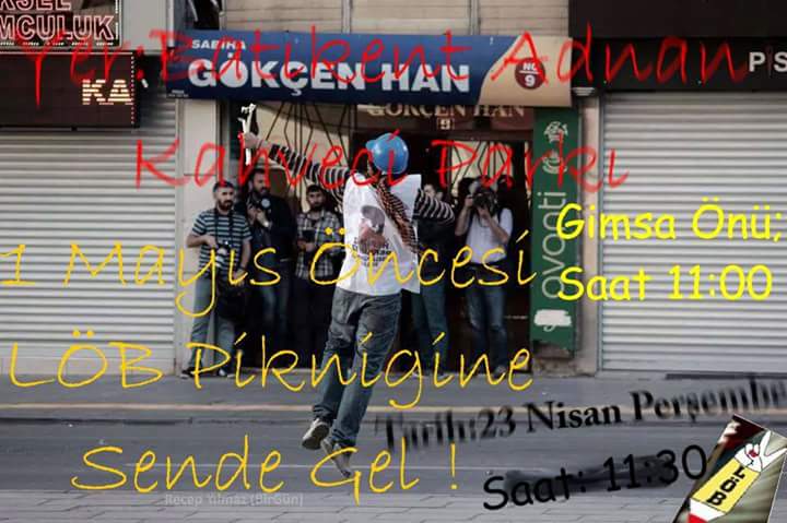 lobankara's tweet photo. Gençlik 1 Mayıs öncesi piknikte buluşuyor. Yarın saat 11 de Batıkent gimsa önünde toplanıp piknik alanına geçiyoruz. http://t.co/Xk1F2A4aKi