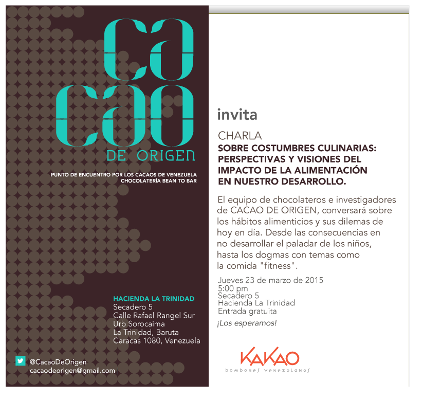 CacaoDeOrigen's tweet photo. Mañana en el Secadero5 de @trinidadcultura 5pm hablaremos sobre la importancia de desarrollar el paladar de los niños http://t.co/d76lctH68l