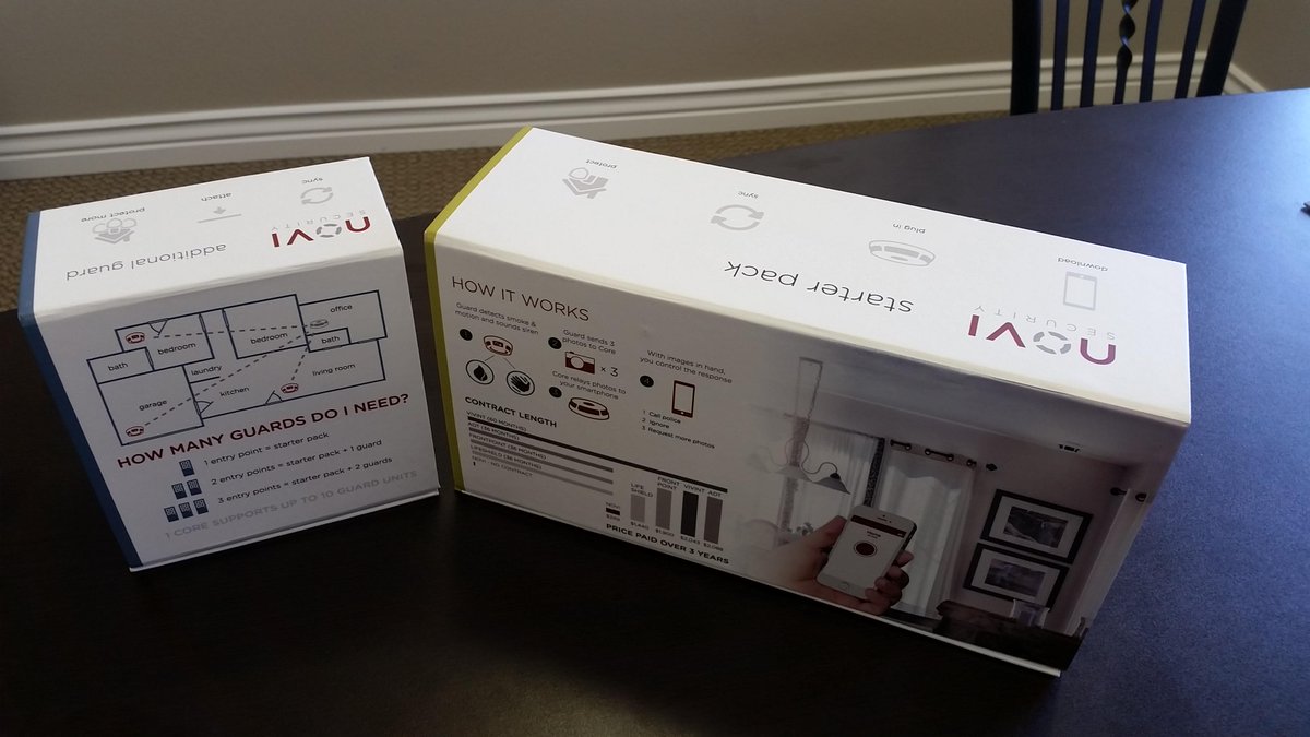 NoviSecurity's tweet photo. Check it! Samples of our new packaging! #provostartup #ifeelsafe #homesecurity @BeehiveStartups @1MillionCupsPRO http://t.co/pDHHsnXM7k