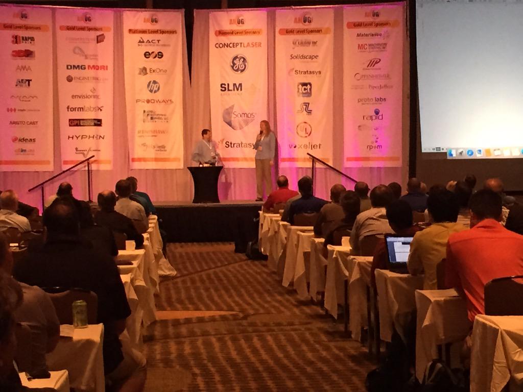AdditiveMFGUG's tweet photo. We love her! RT @Stratasys: Congrats to Stratasys Mkt Project Mgr @kimkilloran - @AdditiveMFGUG Secretary! #AMUG2015 http://t.co/azLuLzAQlr