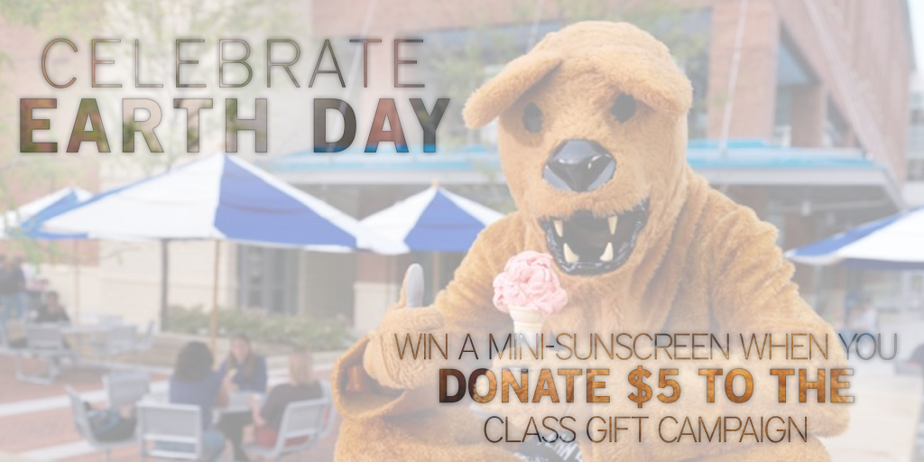 PennStateSPN's tweet photo. Support the #SolarPanelArray with just $5 today and get a free sunscreen! #EarthDay #ClassGift http://t.co/fpBxA8awjz http://t.co/mbn58yMNxD