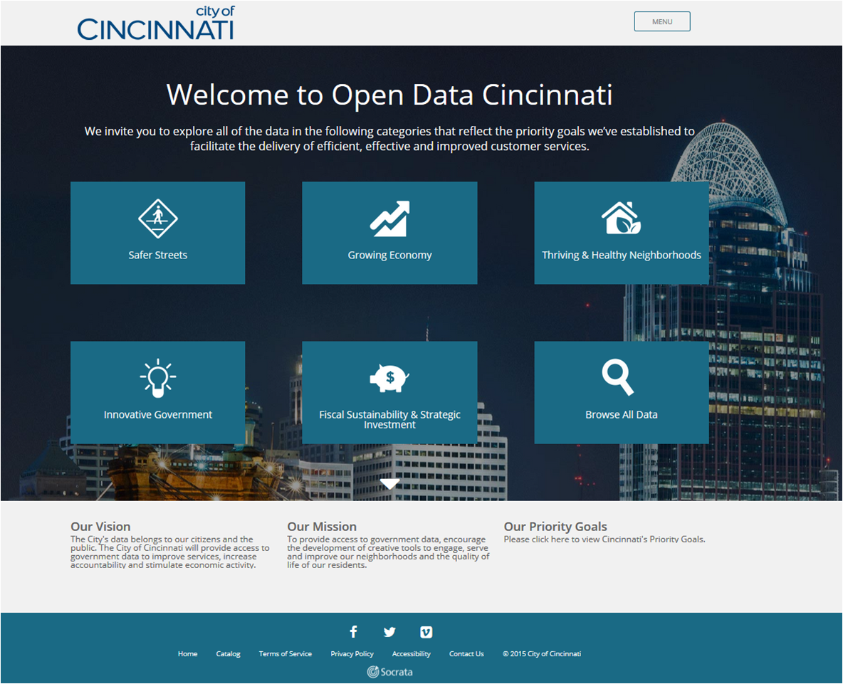 CityOfCincy's tweet photo. A few images of what the new #CincyOpenData portal looks like. You can check it out here: http://t.co/s5nN11euB9 http://t.co/qAtGZCKNjq