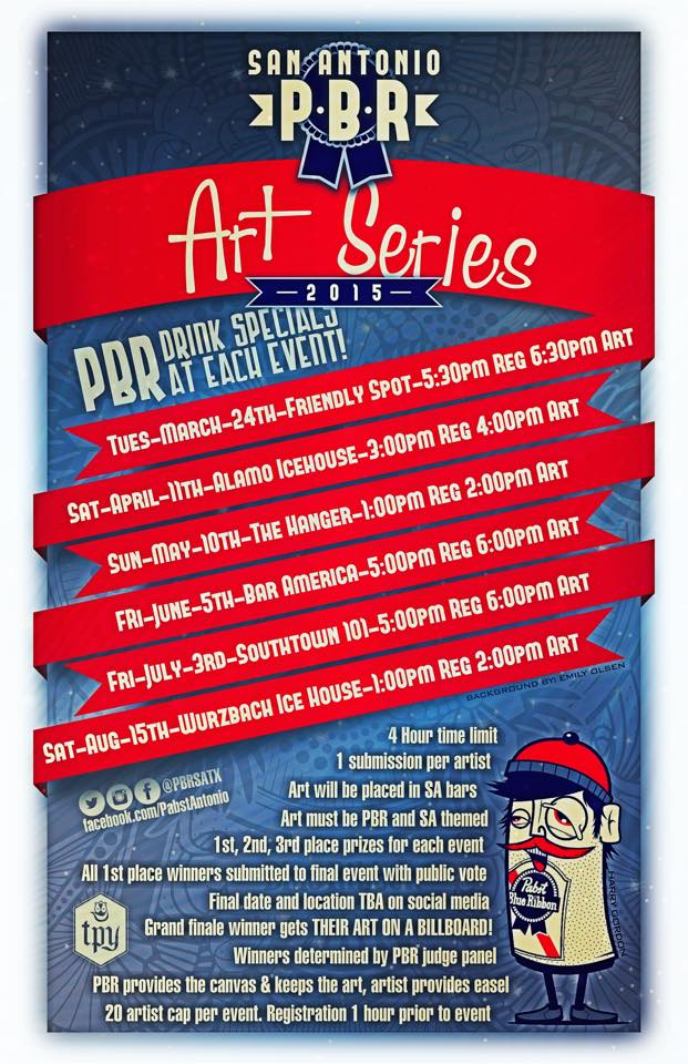 Mark your calendars #SanAntonioArtists! Compete in #PBR’s #ArtSeries &amp; your #art could end up on a billboard! #satx