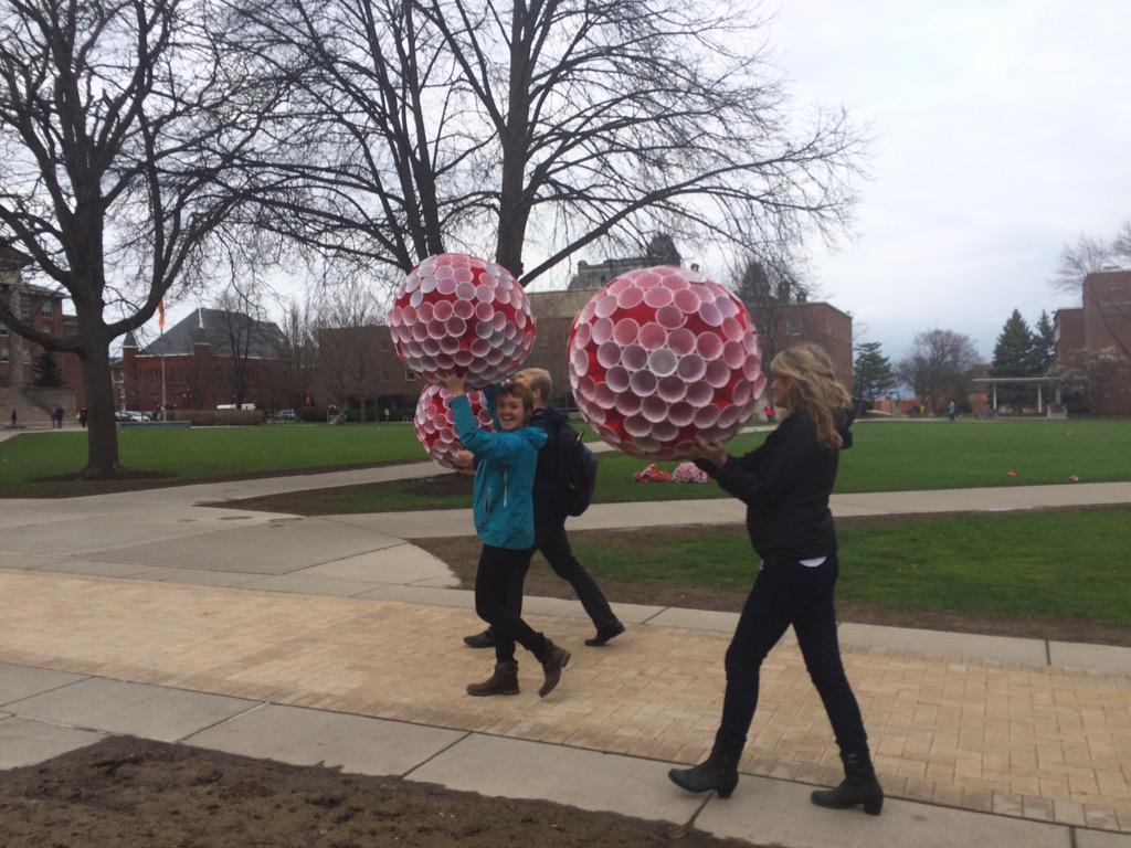 redcupproject's tweet photo. Marching the balls to @sunyesf quad. Happy Earth Day!! http://t.co/5yEhVGBCVR