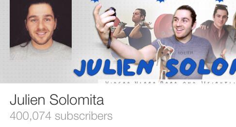 Vloqqy's tweet photo. CONGRATS ON 400k SUBS @JulienSolomita 🎉🎉 #GETLEGS #LETSGETCAFFEINATED #TEAMSWOLO http://t.co/MWANnqpkQ7