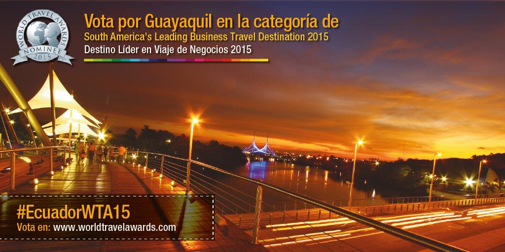 EcuadorTravel's tweet photo. Vota por GYE como Destino Líder en Viaje de Negocios World Travel Awards 2015
http://t.co/fk76YOL4Bj #EcuadorWTA15 http://t.co/r9vVULjK1n