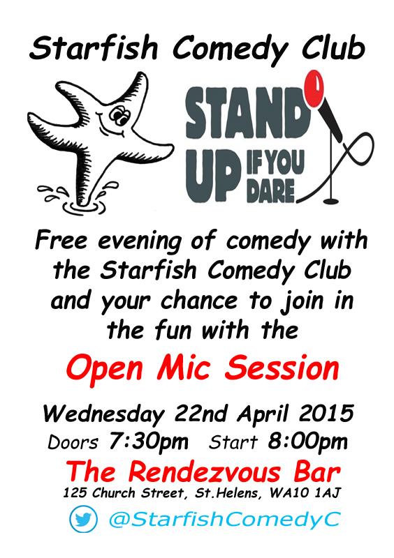 StarfishComedyC's tweet photo. The best things in life are FREE
Join the Starfish Comedy Club with new acts tonight at The Rendezvous Bar, St.Helens http://t.co/8fS9Xp8rP4