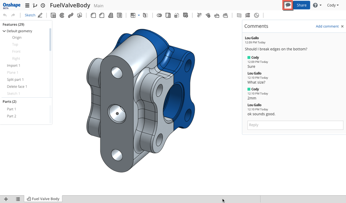 Onshape's tweet image. What's New In Onshape's Latest Update (4/22/15) hubs.ly/y0KpHT0 by @carmstrongcad