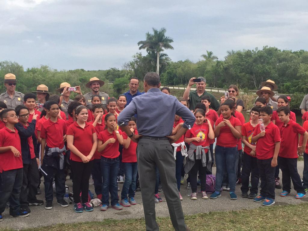 Goldman44's tweet photo. Starting in Sept, every 4th grader gets free admission to our national parks. POTUS making his pitch in person. http://t.co/AXrN8gOdg5
