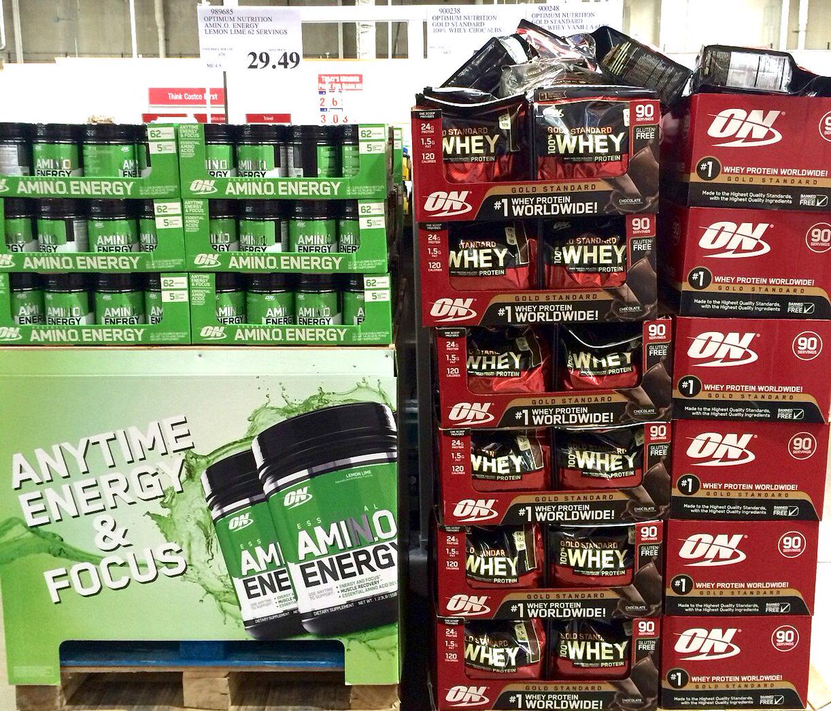 Team_Optimum's tweet photo. #Costco : the only place where you stack 62 servings of Lemon Lime #AminoEnergy with 90 Servings of #GoldStandardWhey http://t.co/uDJ1PX3g1l