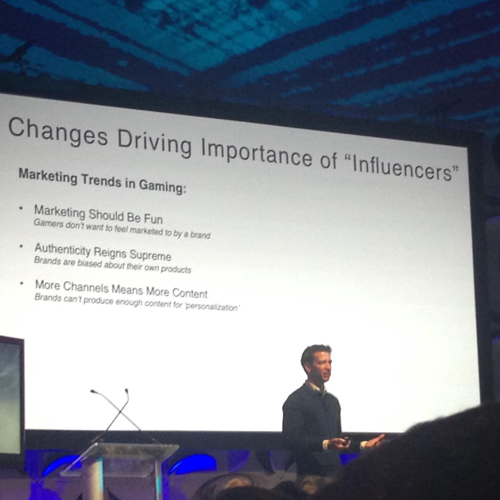 AlexisLeeW's tweet photo. Preach Chris! "Gamers don't want to feel marketed to by a brand." "Authenticity reigns supreme." #gms2015 http://t.co/kdI6EPsh8G