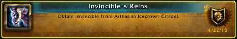 I just earned the [Invincible's Reins] Achievement! Sweet ride baby.. yeah i know...  #Warcraft