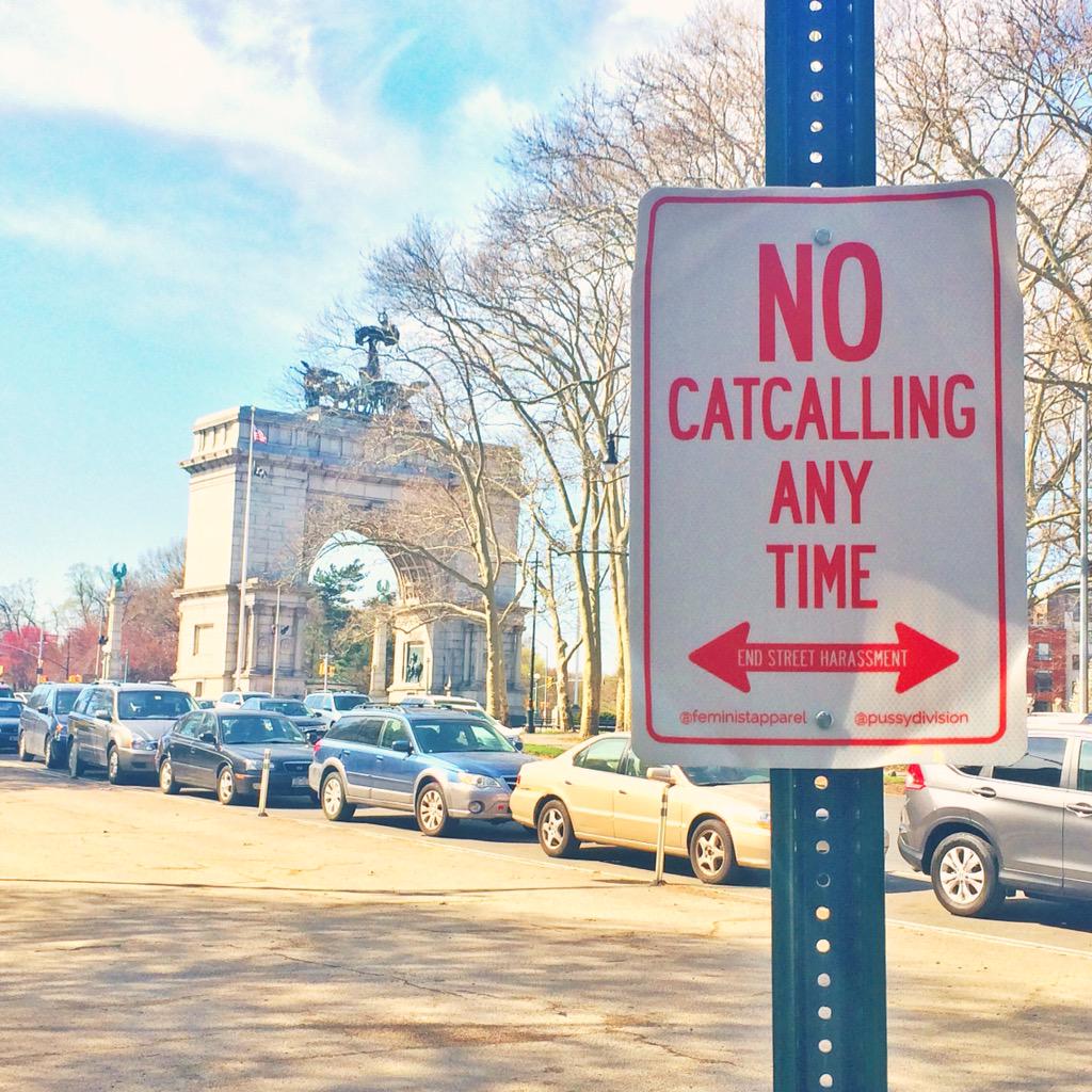 cristinaeverett's tweet photo. spotted along Prospect Park: it's sad these have to be made, but more important that they're read ๐ถ #nocatcallzone http://t.co/G7Ni9ZjeH0