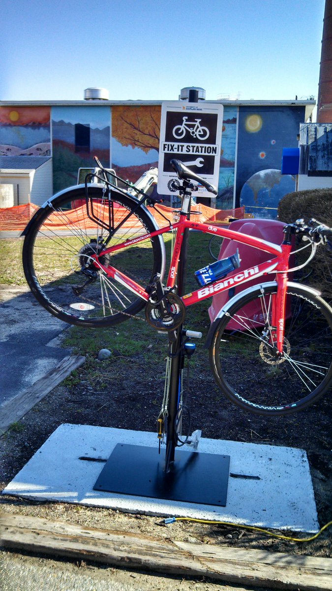 Bike Fix It Station Installed at USM Portland Campus!  Thanks #GreenCleanMaine #NelsonMetalFabrications