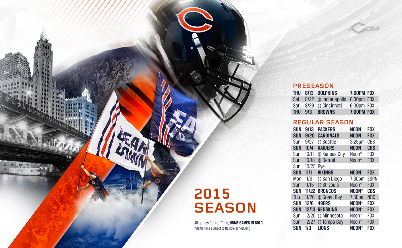 Chicago Bears on X: 'It's Wallpaper Wednesday. Get the new #Bears desktop  wallpapers with the 2015 season schedule:    / X