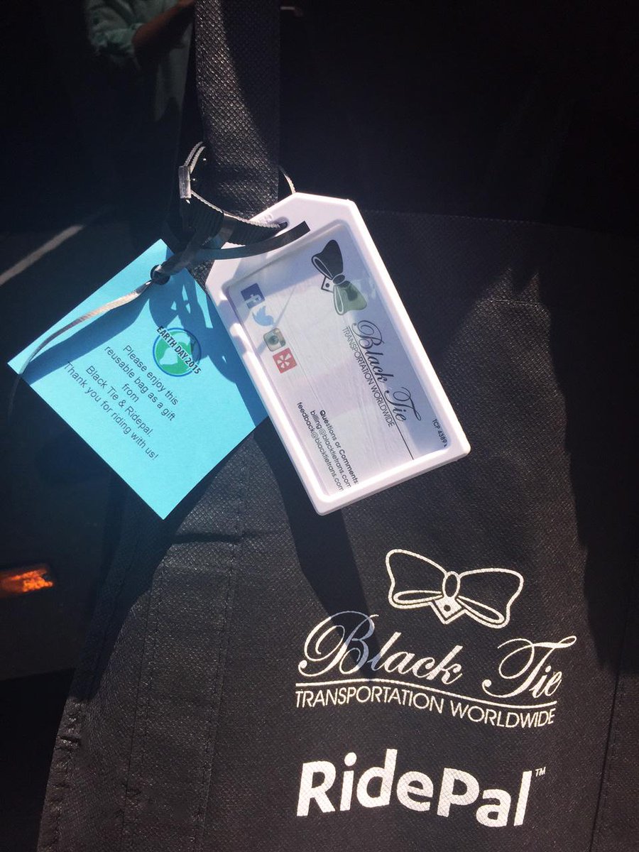 In honor of #EarthDay, BlackTie &amp; <a href="/RidePal/">RidePal</a> are giving all our shuttle riders reusable bags! #earthday #blacktietrans