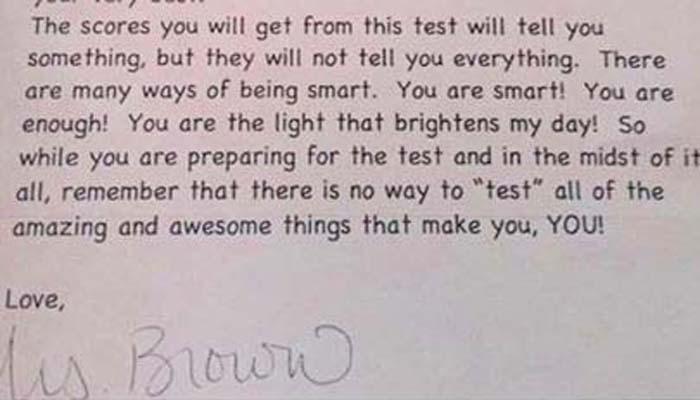 ScaryMommy's tweet photo. Teacher's note reminding students they're more than just their test scores goes viral http://t.co/WGxx7Bo07R http://t.co/tKcfyntpHI