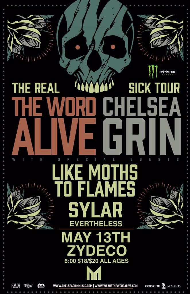 Three weeks away! <a href="/ChelseaGrinUT/">Chelsea Grin</a> <a href="/TheWordAlive/">THE WORD ALIVE</a> <a href="/LMTF/">Like Moths to Flames</a> <a href="/SYLARNY/">SYLAR</a> <a href="/everthelessband/">Evertheless</a> <a href="/Zydecobham/">Zydeco</a>