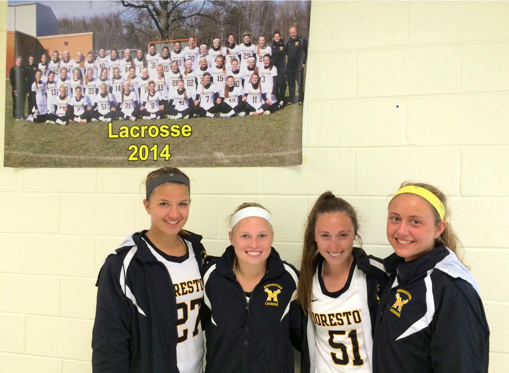 CP_KCallahan's tweet photo. Alex O'Donnell, Abbey Brooks, Melanie Becker and Adriana Pendino of No 1 Moorestown after 17-7 win over No 4 Cherokee http://t.co/b3kQxhEZeJ