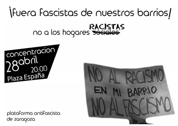 BREGARzgz's tweet photo. CONCENTRACIÓN No a los Hogares #Racistas 
Martes 28 - 20H Plaza España
¡Cierre del Hogar Social YA! #Solidaridad10zgz http://t.co/urtSnxRrdg