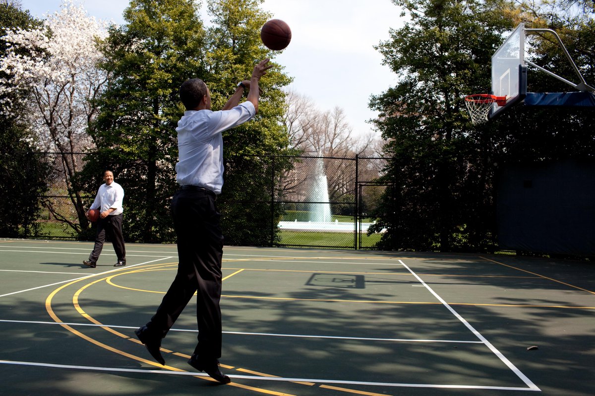 BarackObama's tweet image. #ClimateChangeIsReal. So is President Obama's 3-point game.