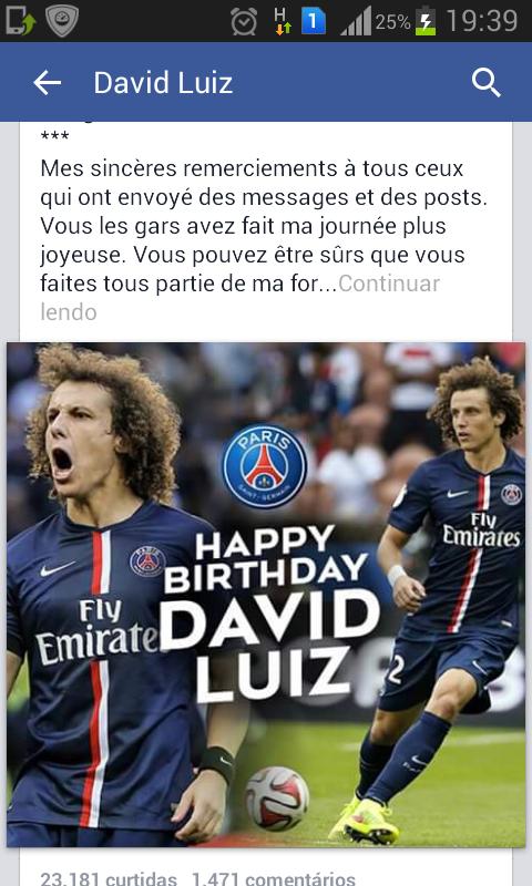 Agora sim valeu a pena as horas e horas no message no Happy Bday David Luiz , de dedo doendo tudo pelo David 
