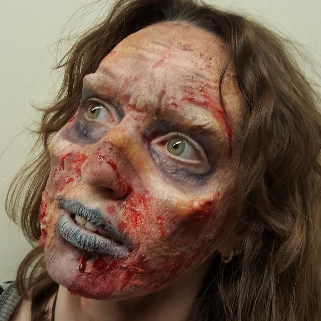 nick_chicone's tweet photo. Made a zombie today in a workshop I put on with the Make-up Effects Guild My own prosthetics were used.@EmilySerpico http://t.co/f7HOmBRnbE