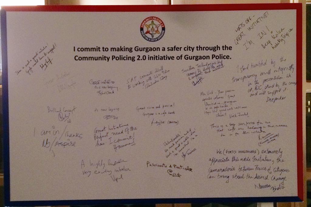 rshapoorjee's tweet photo. Corporate India Commits to a #SafeGurgaon through the @GurgaonPolice1 #CommunityPolicing initiative - kudos! http://t.co/2Wp4kuWkCE